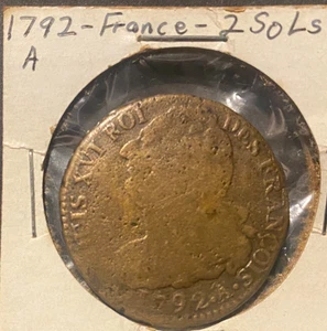FRANKREICH, 1792, 2 Sols, Kupfermünze, zirkuliert - Bild 1 von 2