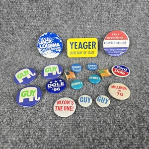 Lotto 18 bottoni vintage campagna politica Nixon Ford Dole Romney Milliken GOP - Foto 1 di 5