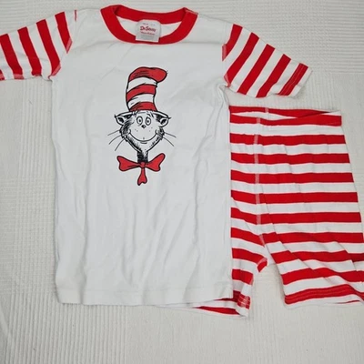 Hanna Anderson Holiday Grinch PJs Sz 140 10 Unisex Red White Christmas Short Set - Image 1 of 4