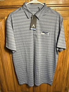 Seattle Seahawks NFL Antigua Gray & Blue striped Polo Large New with Tags - Picture 1 of 5