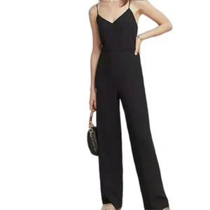 The Essential Slim By Anthropologie Jessie  Structured Black Jumpsuit Size 2 - Picture 1 of 8