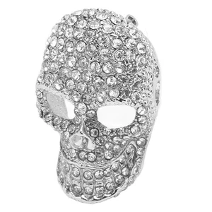 Skull Pin Brooch Sparkling Vintage Decorative Clear Rhinestone Skull Head Pi HPT - Picture 1 of 22