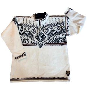 DALE of NORWAY Fair Isle Quarter Zip Men's Sweater Apres Ski Wool Size Medium m - Picture 1 of 10