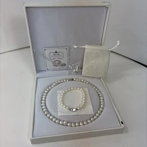 VIKI LYNN Perla Cultivada Collar Pulsera y Pendientes Conjunto Caja Original - Imagen 1 de 18