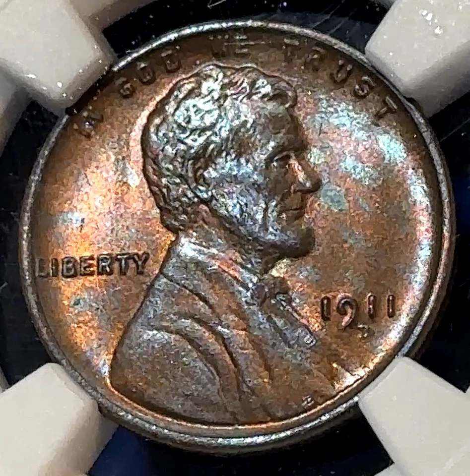 1911-D Lincoln Cent NGC MS64 RB Super Toning CHRC - Image 1 of 4