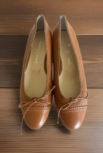Italian Saddle Leather Ballet Flat White Top Stitch/Bow Konstantin Starke 42/11 - Picture 1 of 10