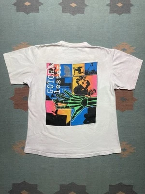Vintage 80s graphic t shirt gotcha Lester Kasai skateboarding skate 1987 large - Image 1 of 4