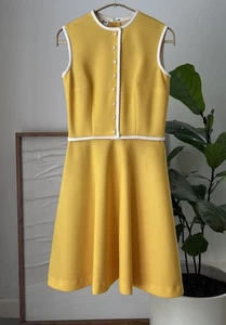 Women's Vintage ALISON AYRES Originals Yellow Dot Dress Vtg Size 6 - Picture 1 of 6