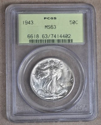 1943 WALKING LIBERTY HALF DOLLAR PCGS MS63 7414402 - OLD HOLDER - Image 1 of 2