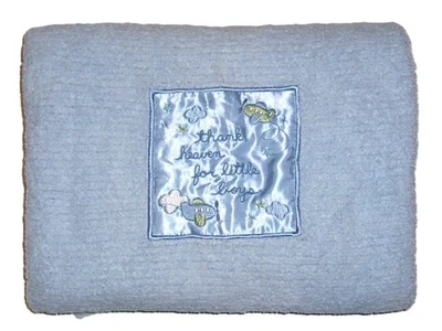 Carters Just One Year Thank Heaven for Little Boys Blue Chenille Baby Blanket - Image 1 of 4