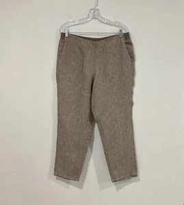 J.Jill Love Linen 100% Women Ankle Pant Elastic Waist Beechnut Brown Size M - Picture 1 of 10
