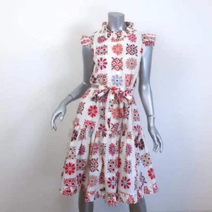 La DoubleJ Short and Sassy Dress Cream Vetrata Floral Print Cotton Size Medium - Picture 1 of 6