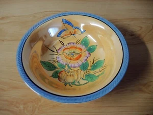 VINTAGE LUSTER WARE BOWL W FLOWERS & BUTTERFLY - 10" - JAPAN - Picture 1 of 6