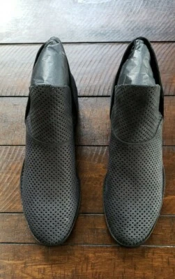 Nuevo en caja Botín/Botín Eileen Fisher Leaf2 Negro Cuero Nobuck Perforado 6 $250 Foto 1 de 4