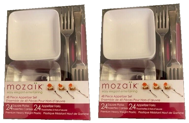 48-piece Appetizer Set Mozaik 24 plastic plates and 24 forks Last Set