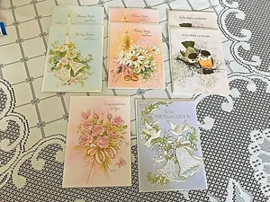 Karten für Braut & Bräutigam Hochzeit Wünsche Regal Vintage 70er 8 Neu MINT - Bild 1 von 8