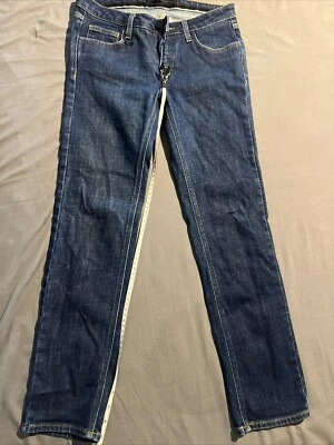 Pantalones de mezclilla de tiro bajo Jeans VICTORIA BECKHAM, lavado oscuro pierna recta azul 26 Foto 1 de 4