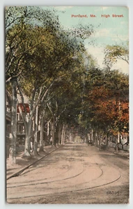 Postcard Vintage 1913 View of High Street in Portland, ME - Picture 1 of 2