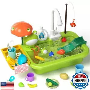Hapystar Toddler Kitchen Sink Toys, Play Sink with Running Water, Electric Fa - Picture 1 of 5