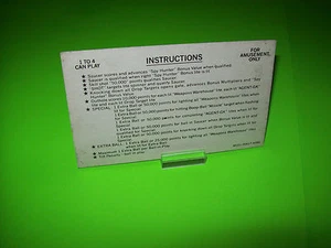 SPY HUNTER 1984 Original Flipper Game Pinball Machine Instruction Card Vintage - Picture 1 of 2