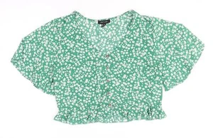 New Look Womens Green Polyester Blend Cropped Blouse Size 14 - Picture 1 of 12