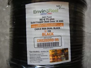 Perfect Vision EnviroReel 500' RG6 Coax Dual Solid Copper Cable CR02BDR0-05 - Picture 1 of 3