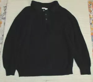Suéter Polo de Algodón Negro Tejido holgado Tres Botones Corridor NYC Para Hombre Talla XL - Imagen 1 de 9