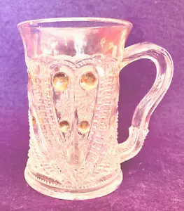 EAPG Antique Pattern BLAZING CORNUCOPIA MUG Paisley U.S. Glass Gold Trim - Picture 1 of 3