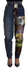 DOLCE & GABBANA Pants Blue Jeans Jacquard Majolica High Waist IT36/US2/ XS $1600