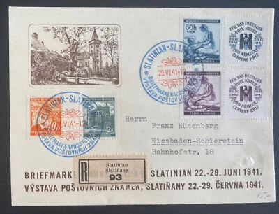 1941 Slatinian BM Germany First Day Cover To Wiesbaden Philatelic Exhibition FDC - Image 1 of 2