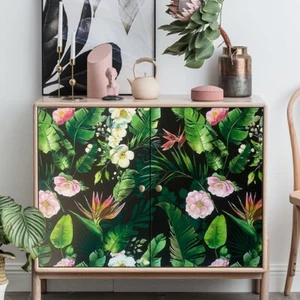 Pegatina adhesiva de muebles adhesiva 3D con palmera verde tropical floral peonía 2m x 45cm - Imagen 1 de 8