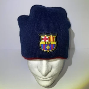 FC Barcelona Reversible Beanie Blue & Red Knit - Picture 1 of 6