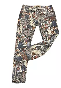 Zara Woman Paisley Tribal Aztec Printed Jeans Slim Fit Size 4 / 28 - Picture 1 of 9