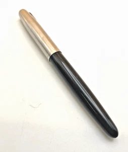 VTG USA PARKER 21 FOUNTAIN PEN BLACK BARREL TRIM/CHROME CAP "F" STEEL NIB c1960 - Picture 1 of 6