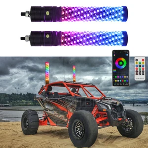 2pc 3ft Fat RGB LED Whip Spiral Light For UTV ATV Can-Am Maverick X3 Accessories - Bild 1 von 14