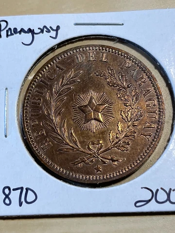 1870 Paraguay 4 Centesimos Large Copper Coin Cover