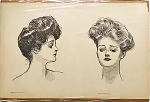 Antiker Druck Charles Dana Gibson Mädchen Portraits Zeichnungen Mode Glamour 1902 - Bild 1 von 3