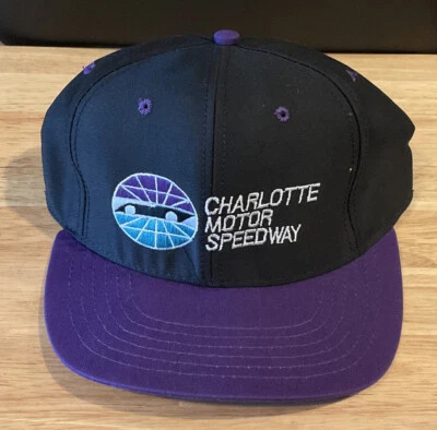 Vintage Charlotte Motor Speedway Black/Purple Leather Strap Hat Cap NEW - Image 1 of 3
