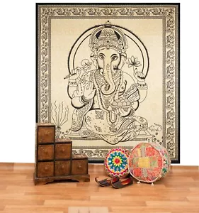 Ganesha Dekotuch Große Tagesdecke Wandbehang Wandteppich Tuch Goa ca.200x 225 cm - Bild 1 von 3