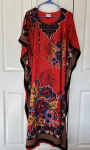 Vestido Gold Coast Para Mujer OS Floral Paisley - Rojo Azul Mumu Caftán Nuevo con Etiquetas - Imagen 1 de 11