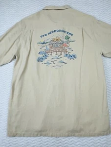 Men's Columbia PFG Headquarters Embroidered Silk Shirt L Button Up Short Sleeve - Picture 1 of 13