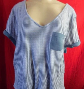 -PIJAMA KAREN NEUBURGER BLANCO AZUL CAMBRAY RAYAS TOP Y PANTALÓN LARGO 3X - Imagen 1 de 12