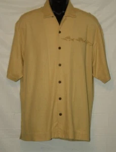 Tommy Bahama M Medium Knit Silk Blend Button up Short Sleeve Shirt - Picture 1 of 8