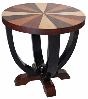 Art Deco Couchtisch Sofatisch 20er Jahre Wohnzimmertisch Holzfurnier Tisch rund - Bild 1 von 4