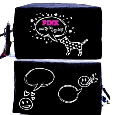 Victoria's Secret ROSA Doodle Me Cosmético Logo Estuche y Pluma Sharpie Negro RARO Nuevo Foto 1 de 4