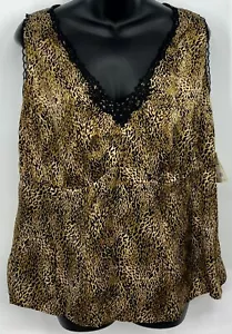 Liz Claiborne Women Sleep TankTop XL Leopard Print Sleeveless Lace Trim NWT New - Picture 1 of 11