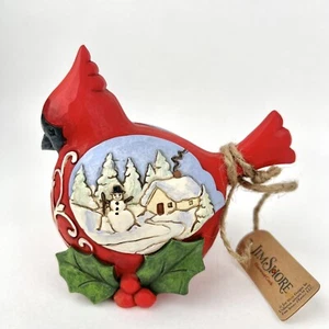 Jim Shore Red Cardinal Bird 2019 Winter’s Joys Christmas Snowman House Scene NEW - Picture 1 of 7