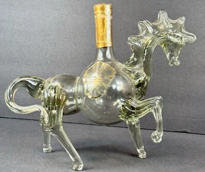 Botella decantadora de vidrio artístico de fábrica de brandy Proshyan/vidrio soplado en forma de caballo - Imagen 1 de 18