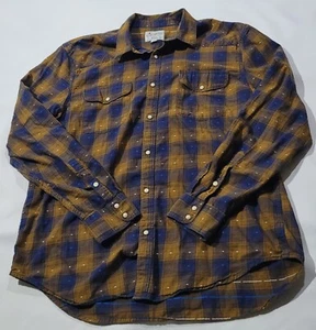Lucky Brand Hemd Herren XL braun kariert Western Perlen Druckknopfleiste Langarm - Bild 1 von 12
