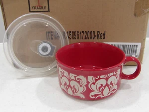 NEW Set of 4~RED COOKS ESSENTIALS~22oz. Soup or Chili Bowls with Steam Vent Lids - Picture 1 of 6